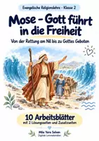 Vorschau - Arbeitsblätter - Mose – Gott führt in die Freiheit | Religion Klasse 2 Arbeitsblätter | Evangelische Religionslehre | 10 Arbeitsblätter als PDF - Deckblatt