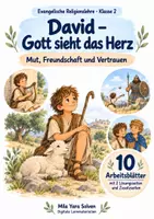 Vorschau - Arbeitsblätter - David – Gott sieht das Herz | Religion Klasse 2 Arbeitsblätter | Evangelische Religionslehre | 10 Arbeitsblätter als PDF - Deckblatt