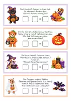Vorschau - Stationenlernen - Addition & Subtraktion 1 bis 10 | Halloween Rechengeschichten | Mathe 1. Klasse | Rechnen bis 10 – Halloween - Addieren & Subtrahieren | 24 kurze Sachaufgaben - Seite 1