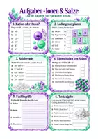 Vorschau - Arbeitsblätter - Spickzettel Chemie Ionen und Salze - Ionenbildung & Ionengitter Klasse 8-10 - Seite 1