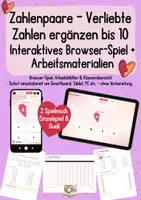 Vorschau - Arbeitsblätter - Interaktives Lernspiel - Verliebte Zahlen - Ergänzen bis 10 - Deckblatt