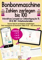 Vorschau - Arbeitsblätter - Bonbonautomat - Zahlen zerlegen bis 100 - Interaktives Lernspiel - Deckblatt