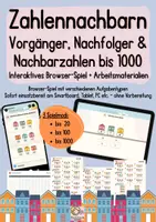 Vorschau - Arbeitsblätter - Zahlennachbarn - Vorgänger, Nachfolger & Nachbarzahlen bis 1000 - Interaktives Lernspiel - Deckblatt
