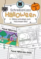 Vorschau - Arbeitsblätter - Sätze schreiben zum Halloween-Bild | Version 2 | differenziert - Deckblatt