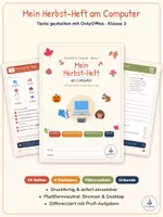 Vorschau - Arbeitsblätter - Mein Herbst-Heft am Computer – Texte gestalten mit OnlyOffice | Klasse 3 | Stationen, Führerschein & Urkunde - Deckblatt