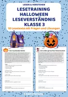 Vorschau - Stundenentwürfe - Lesetraining Halloween – Deutsch Klasse 3 | 10 Lesetexte - Deckblatt