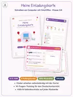 Vorschau - Arbeitsblätter - Meine Einladungskarte am Computer – OnlyOffice-Kartei Klasse 3/4 | W-Fragen, Formen & Gestaltung – selbstständig arbeiten - Deckblatt