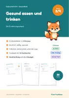 Vorschau - Arbeitsblätter - Gesunde Ernährung Klasse 3 und 4 – Ernährungsampel, Getränke, gesundes Frühstück: mit Lösungen - Deckblatt