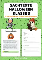 Vorschau - Stundenentwürfe - Sachtexte Klasse 3 – Halloween | Arbeitsblätter mit Fragen & Lösungen - Deckblatt