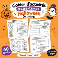 Aperçu - Feuilles d'exercices - Cahier d’activités passe-temps Halloween Octobre - Page de couverture