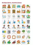 Vorschau - selbst erstellte Cliparts/Grafiken - 48 Alltags-Cliparts: Haushalt & Zuhause (Kawaii-PNG, transparent) - Seite 1