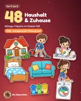 Vorschau - selbst erstellte Cliparts/Grafiken - 48 Alltags-Cliparts: Haushalt & Zuhause (Kawaii-PNG, transparent) - Deckblatt