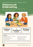 Vorschau - Arbeitsblätter - Satz des Pythagoras Stationenlernen Mathematik Klasse 8 9 | 6 Stationen 22 Seiten mit Lösungen | kooperativ, Erklärkarten, Schatzkarte | Pythagoras fünfmal anders 2 - Seite 1