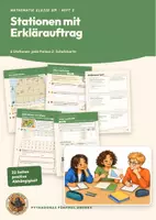 Vorschau - Arbeitsblätter - Satz des Pythagoras Stationenlernen Mathematik Klasse 8 9 | 6 Stationen 22 Seiten mit Lösungen | kooperativ, Erklärkarten, Schatzkarte | Pythagoras fünfmal anders 2 - Deckblatt