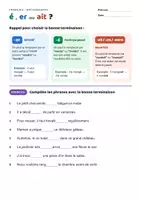 Aperçu - Feuilles d'exercices - Choisir entre é, er et ait - Page de couverture