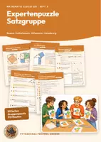 Vorschau - Unterrichtsreihen - Satzgruppe des Pythagoras Gruppenpuzzle Mathematik Klasse 8 9 | Expertenpuzzle 20 Seiten mit Lösungen | Kathetensatz, Höhensatz, Beweis, Umkehrung | Pythagoras fünfmal anders 3 - Deckblatt