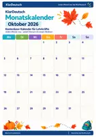 Vorschau - Poster - Monatskalender Oktober 2026 – kostenlos für Lehrkräfte - Deckblatt