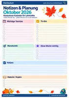 Vorschau - Poster - Monatskalender Oktober 2026 – kostenlos für Lehrkräfte - Seite 1
