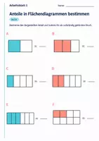 Vorschau - Arbeitsblätter - Anteile in Flächendiagrammen bestimmen Klasse 6 Gymnasium | Mathematik Sekundarstufe I | 10 Arbeitsblätter mit Lösungen als PDF - Seite 1