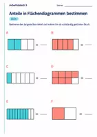 Vorschau - Arbeitsblätter - Anteile in Flächendiagrammen bestimmen Klasse 6 Gymnasium | Mathematik Sekundarstufe I | 10 Arbeitsblätter mit Lösungen als PDF - Seite 3