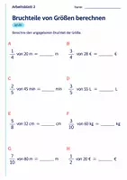 Vorschau - Arbeitsblätter - Bruchteile von Größen berechnen Klasse 6 Gymnasium | Mathematik Sekundarstufe I | 10 Arbeitsblätter mit Lösungen als PDF - Seite 2