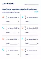 Vorschau - Arbeitsblätter - Das Ganze aus einem Bruchteil bestimmen Klasse 6 Gymnasium | Mathematik Sekundarstufe I | 10 Arbeitsblätter mit Lösungen als PDF - Seite 3