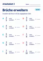 Vorschau - Arbeitsblätter - Brüche erweitern Klasse 6 Gymnasium | Mathematik Sekundarstufe I | 10 Arbeitsblätter mit Lösungen als PDF - Seite 3