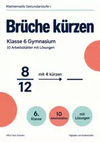 Vorschau - Arbeitsblätter - Brüche kürzen Klasse 6 Gymnasium | Mathematik Sekundarstufe I | 10 Arbeitsblätter mit Lösungen als PDF - Deckblatt