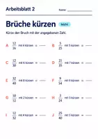 Vorschau - Arbeitsblätter - Brüche kürzen Klasse 6 Gymnasium | Mathematik Sekundarstufe I | 10 Arbeitsblätter mit Lösungen als PDF - Seite 2