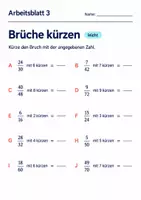 Vorschau - Arbeitsblätter - Brüche kürzen Klasse 6 Gymnasium | Mathematik Sekundarstufe I | 10 Arbeitsblätter mit Lösungen als PDF - Seite 3