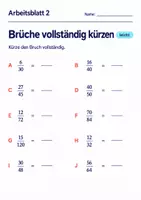 Vorschau - Arbeitsblätter - Brüche vollständig kürzen Klasse 6 Gymnasium | Mathematik Sekundarstufe I | 10 Arbeitsblätter mit Lösungen als PDF - Seite 2
