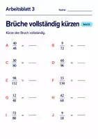 Vorschau - Arbeitsblätter - Brüche vollständig kürzen Klasse 6 Gymnasium | Mathematik Sekundarstufe I | 10 Arbeitsblätter mit Lösungen als PDF - Seite 3