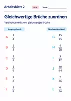 Vorschau - Arbeitsblätter - Gleichwertige Brüche zuordnen Klasse 6 Gymnasium | Mathematik Sekundarstufe I | 10 Arbeitsblätter mit Lösungen als PDF - Seite 2