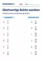 Vorschau - Arbeitsblätter - Gleichwertige Brüche zuordnen Klasse 6 Gymnasium | Mathematik Sekundarstufe I | 10 Arbeitsblätter mit Lösungen als PDF - Seite 3