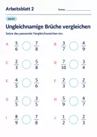 Vorschau - Arbeitsblätter - Ungleichnamige Brüche vergleichen Klasse 6 Gymnasium | Mathematik Sekundarstufe I | 10 Arbeitsblätter mit Lösungen als PDF - Seite 2