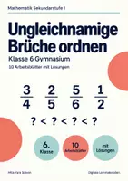 Vorschau - Arbeitsblätter - Ungleichnamige Brüche ordnen Klasse 6 Gymnasium | Mathematik Sekundarstufe I | 10 Arbeitsblätter mit Lösungen als PDF - Deckblatt
