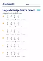 Vorschau - Arbeitsblätter - Ungleichnamige Brüche ordnen Klasse 6 Gymnasium | Mathematik Sekundarstufe I | 10 Arbeitsblätter mit Lösungen als PDF - Seite 3