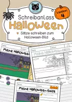 Vorschau - Arbeitsblätter - Sätze schreiben zum Halloween-Bild | Version 4 | differenziert - Deckblatt