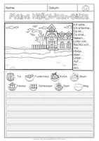 Vorschau - Arbeitsblätter - Sätze schreiben zum Halloween-Bild | Version 4 | differenziert - Seite 3