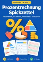 Vorschau - Arbeitsblätter - Prozentrechnung Spickzettel Klasse 7 - Deckblatt