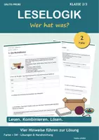 Vorschau - Arbeitsblätter - Gratis Leselogik 2/3 - 2 Fälle zum Kombinieren - Deckblatt