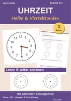 Vorschau - Arbeitsblätter - Gratis Uhrzeit 2/3 - halbe und Viertelstunden - Deckblatt