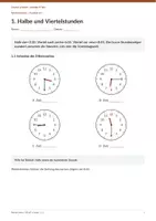 Vorschau - Arbeitsblätter - Gratis Uhrzeit 2/3 - halbe und Viertelstunden - Seite 1