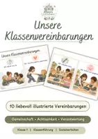 Vorschau - Poster - Klassenvereinbarungen - 10 illustrierte Klassenregeln für Klasse 1 - Deckblatt