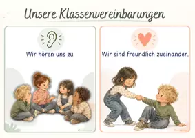 Vorschau - Poster - Klassenvereinbarungen - 10 illustrierte Klassenregeln für Klasse 1 - Seite 1