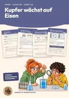 Vorschau - Arbeitsblätter - Redoxreaktion Elektronenübergang Chemie Klasse 8 9 | Arbeitsheft 17 Seiten mit Lösungen | Eisennagel in Kupfersulfat, Teilchenebene, kognitiver Konflikt | Chemie im Widerspruch 26 - Deckblatt