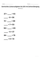 Vorschau - Arbeitsblätter - Gemischte_Lueckenaufgaben_bis_100_mit_Zehneruebergang_Klasse_1 - Seite 2