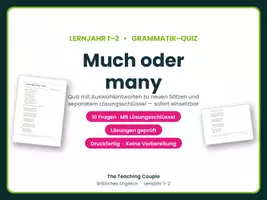 Vorschau - Quiz - Much oder many – Quiz mit Lösungsschlüssel - Deckblatt
