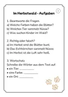 Vorschau - Arbeitsblätter - XXL Lesepaket Herbst mit Aufgaben - Differenziert | mit Lösungen Klasse 2 3 4 Deutsch Sachunterricht Leseförderung Leseverständnis Lesetraining vorlesen lesen Grundschule Vertretung Arbeitsblätter Differenzierung DaZ DaF Materialpaket - Seite 2