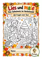 Vorschau - Arbeitsblätter - Lies und male – Das Geheimnis im Herbstwald, Lesetext mit Fragen zum Text - Deckblatt